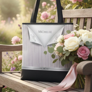 Bolsa Tote Convidada de casamento rosa suave moderno com list