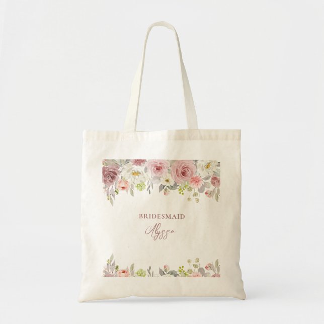 Bolsa Tote Convite de Chá de Noiva ArtsApp H2 Rosas Rosa Poei (Frente)