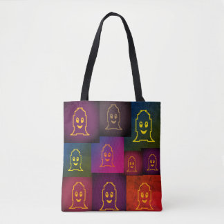 Bolsa Tote Convite de Halloween com Grade de Fantasmas em Art