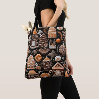 BOLSA TOTE COOKES DE GINGERBREAD DE CHRISTMAS DE LARANJA DE T