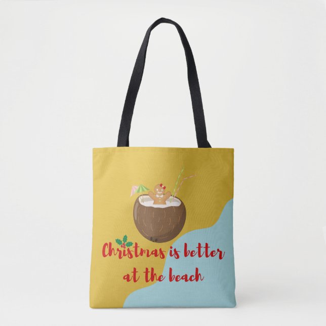 Bolsa Tote Cookie de Natal de Praia (Frente)