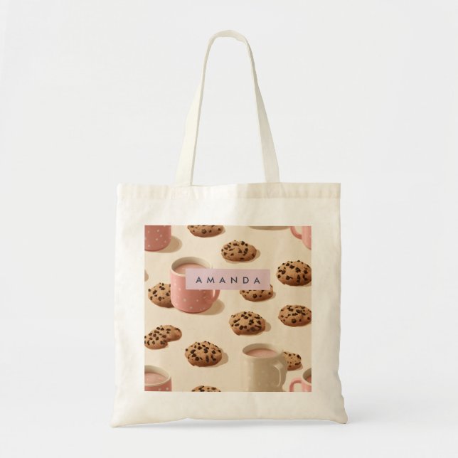 Bolsa Tote Cookies e Leite de Pastel Cuta Personalizados (Frente)
