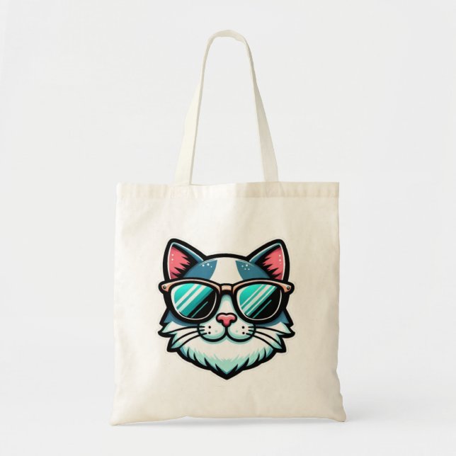 Bolsa Tote Cool Cat Tote Bag – Stylish Feline Fashion Accesso (Frente)