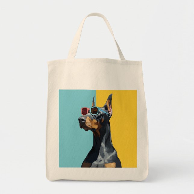 Bolsa Tote Cool Doberman with sunglasses (Frente)