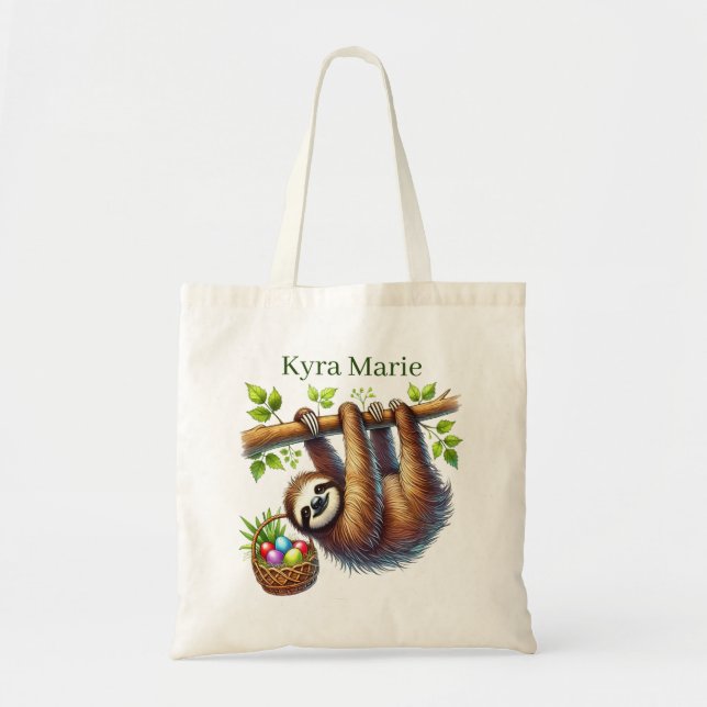 Bolsa Tote Cool Easter sloth add name  (Frente)