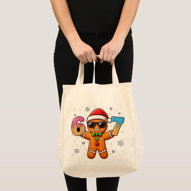 Bolsa Tote Cool Gingerbread 67 — Holiday Ice‑Cream Numbers (Frente (produto))