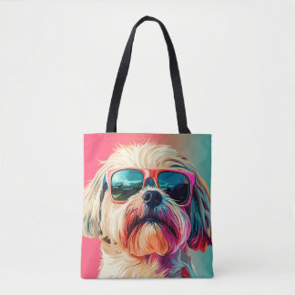 Bolsa Tote Cool West Highland White Terrier dog with sunglass