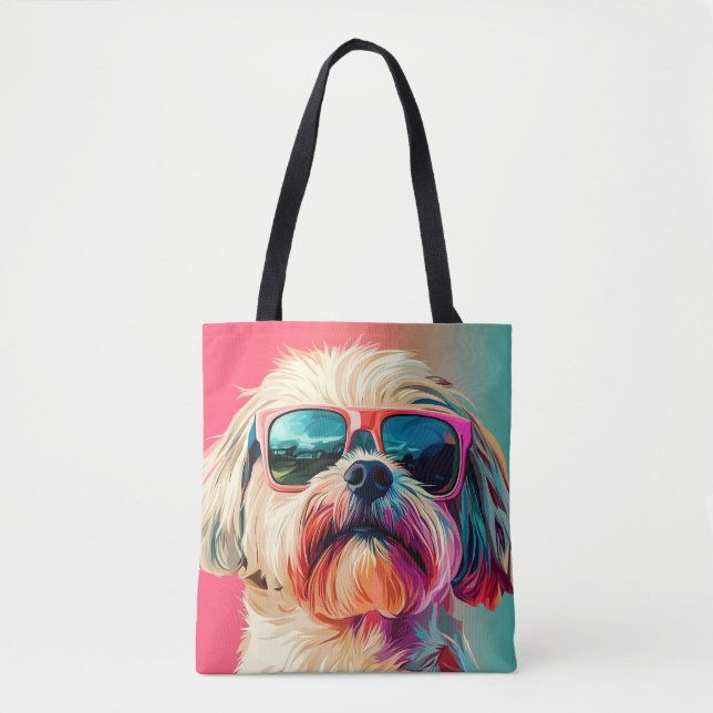 Bolsa Tote Cool West Highland White Terrier dog with sunglass (Frente)
