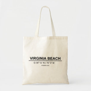 Bolsa Tote Coordenadas da praia da Virgínia - Virginia Beach 