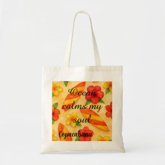 Bolsa Tote Copacabana Beach Watercolor Floral Tropical