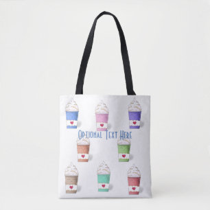 Bolsa Tote Copas de café em cores de Cheio