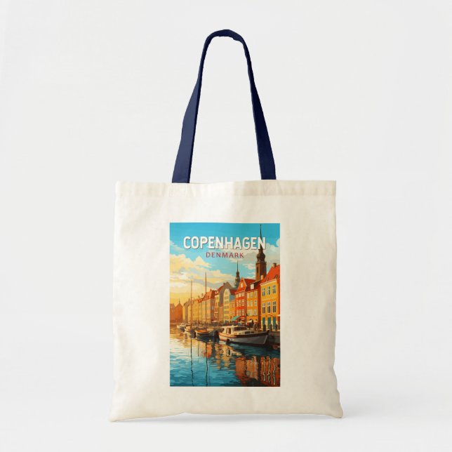 Bolsa Tote Copenhagen Denmark Viagem Art Vintage (Frente)