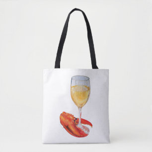 Bolsa Tote Copo de Vinho e Pinça de Lagosta