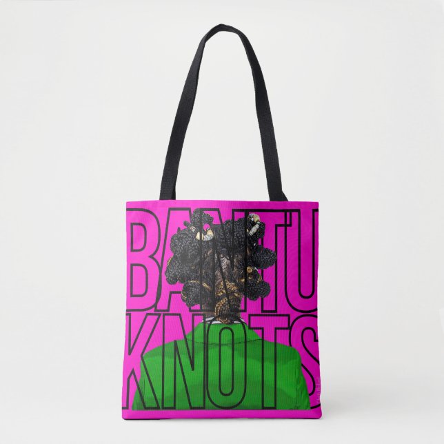 Bolsa Tote Coques Bantu em rosa e verde (Frente)