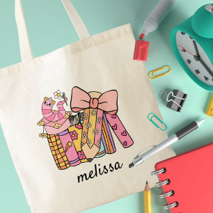 Bolsa Tote Coquete do Livro de Lápis Cor-de-rosa-rosa com Ret