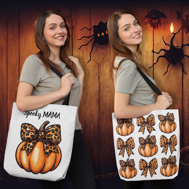 Bolsa Tote Coquette Halloween Leopart Arco Pumpkin (Coquette Halloween Leopart Bow Pumpkin Retro Tote Bag)
