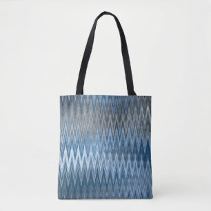 Bolsa Tote Cor Castanho/Azul 2 Cores 2 Lados - Padrão ondula