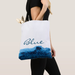 Bolsa Tote Cor da água azul marinho escura mínima
