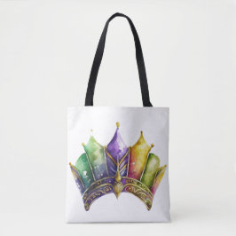 BOLSA TOTE COR DA ÁGUA COLORIDA MARDI GRAS CROWN