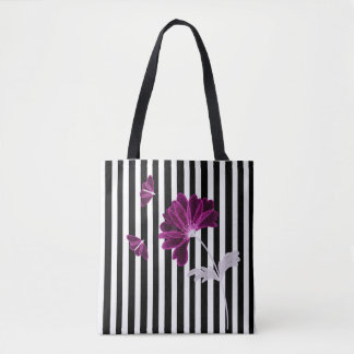 Bolsa Tote Cor da Água do Flor Xray Xray, em Preto e Branco