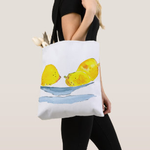Bolsa Tote Cor da água fruta amarela limões
