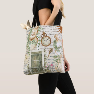 Bolsa Tote Cor d'água da estátua grega de fundo de colagem el