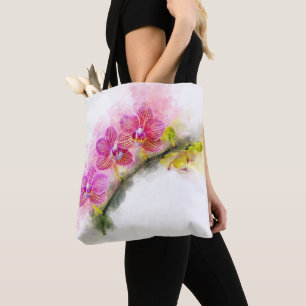 Bolsa Tote Cor d'água das flores das orquídeas - wb cor-de-ro
