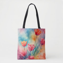 Bolsa Tote Cor d'água das tulipas vibrantes