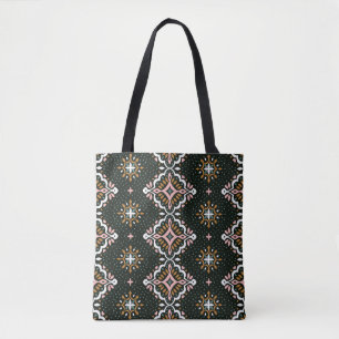Bolsa Tote Cor damasco Oriental Vintage. Bateria de Talavera.