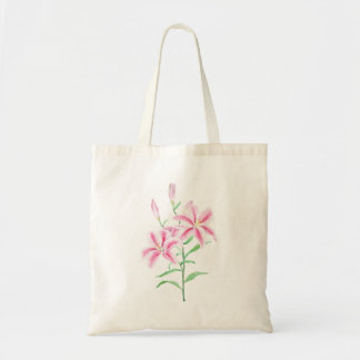 Bolsa Tote cor-de-água da flor da lila rosa