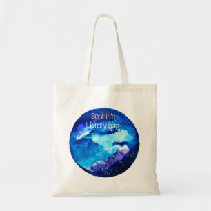 Bolsa Tote Cor-de-água da galáxia nebulosa do planeta azul