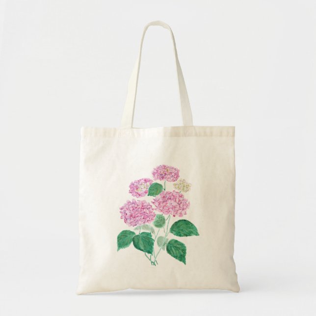 Bolsa Tote cor-de-água de hydrangea rosa (Frente)