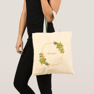 BOLSA TOTE COR DE ÁGUA FLORAL DE LARANJA DE CACTUS SUCCULENT