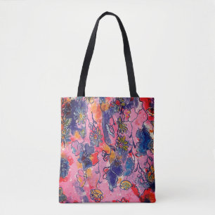 Bolsa Tote Cor de Água Original do Jardim das Flores Rosa e 