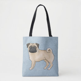 Bolsa Tote Cor de Fauno Pug Fofo Desenho Animado Raça de Cach