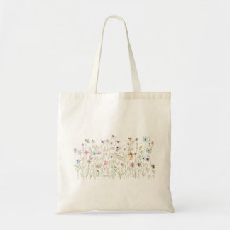 Bolsa Tote cor-de-ouro e aquarela coloridos de flores silvest