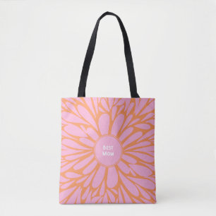 Bolsa Tote Cor de rosa alaranjado pastel de rajada floral da 
