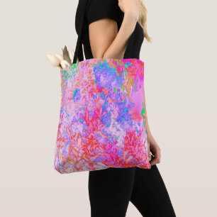 Bolsa Tote Cor-de-rosa e vermelho com paisagem de Hydrangea a