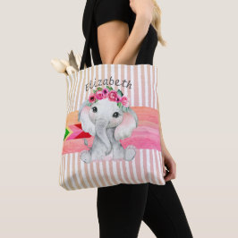 Bolsa Tote Cor-de-rosa moderno e barra de Fralda do monograma