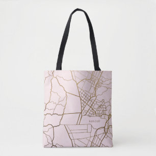 Bolsa Tote Cor-de-rosa pálido com nome adicional do mapa de
