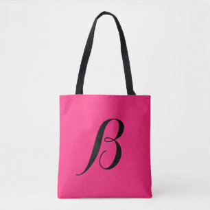 Bolsa Tote Cor-de-rosa-quente personalizada inicial