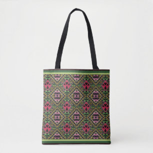 Bolsa Tote Cor-de-rosa vibrante e Abstrato verde