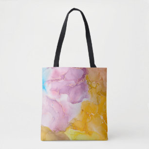 Bolsa Tote Cor do álcool translúcida. Fluid Art. Modern