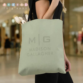 Bolsa Tote Cor Sólida e Suave Verde Musgo Sage Pastel Luz