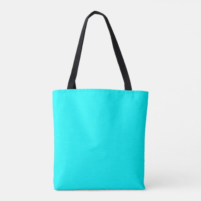 Bolsa Tote Cor Sólida Turquesa Verde Azul Ciano (Verso)