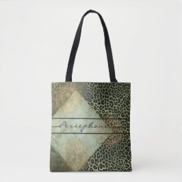 Bolsa Tote Cor verde-padrão mista