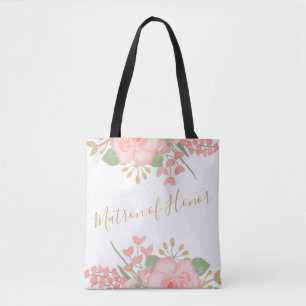 Bolsa Tote Cora a matrona floral cor-de-rosa da sacola da