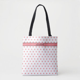 Bolsa Tote Cora bolinhas cor-de-rosa a sacola personalizada