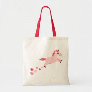 Bolsa Tote Cora o unicórnio cor-de-rosa do coração