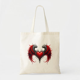 Bolsa Tote Coração Alado Carmesim Romance Gótico Elegante .